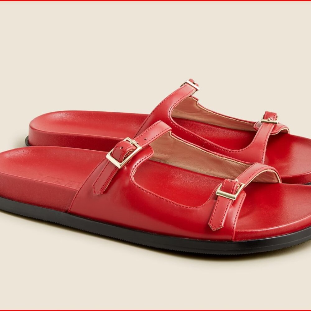 JCREW Colbie buckle sandals in leather (red) 9.5 NEW